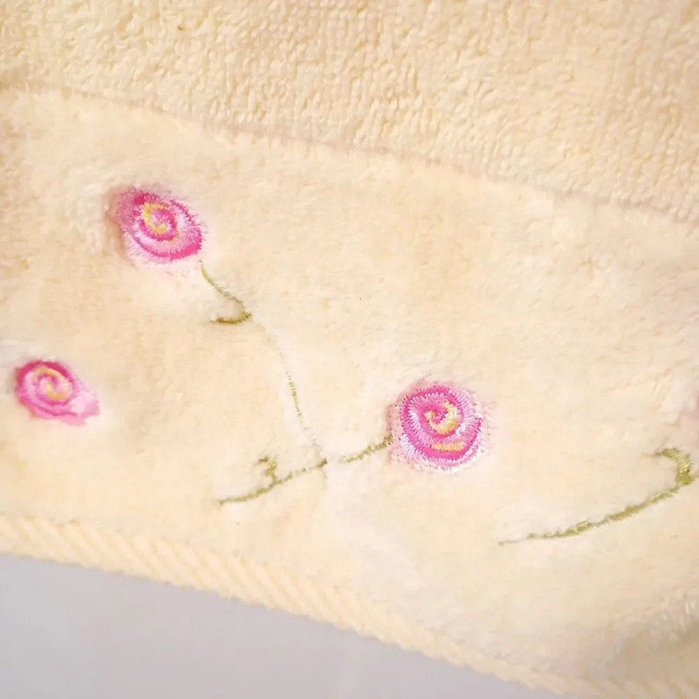 Vintage Turkish Cotton Towels Yellow Pink Embroidered Roses 2 Bath 1 Hand EUC